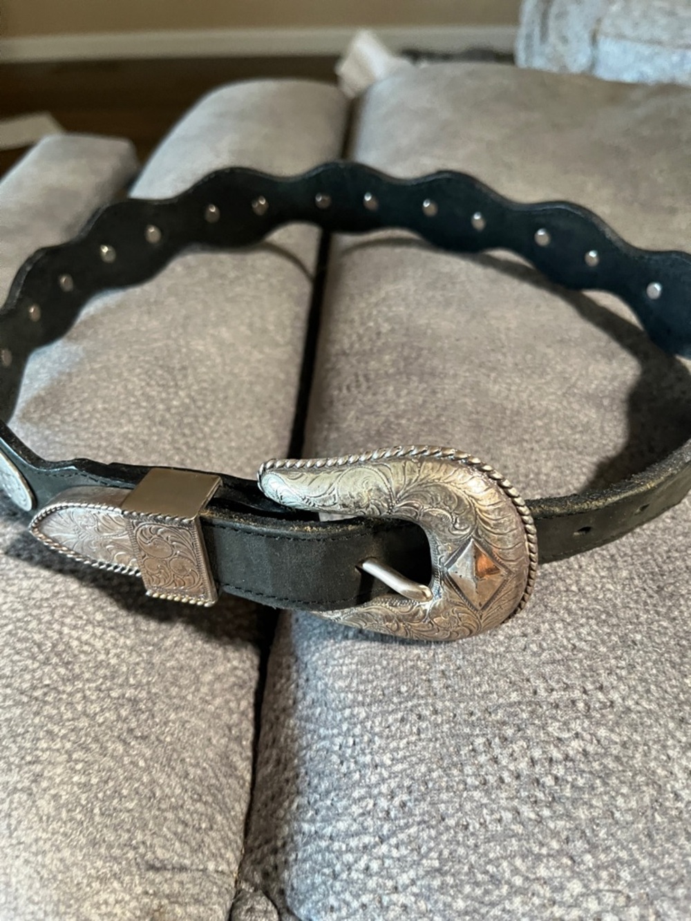 Classic Black Leather Western Appaloosa trading Company handmade belt.